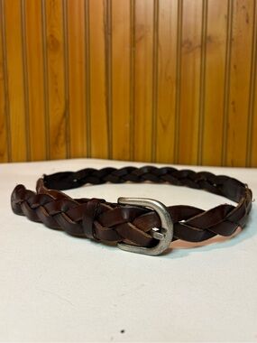 Hollister Brown Braided Leather Belt with Silver Buckle